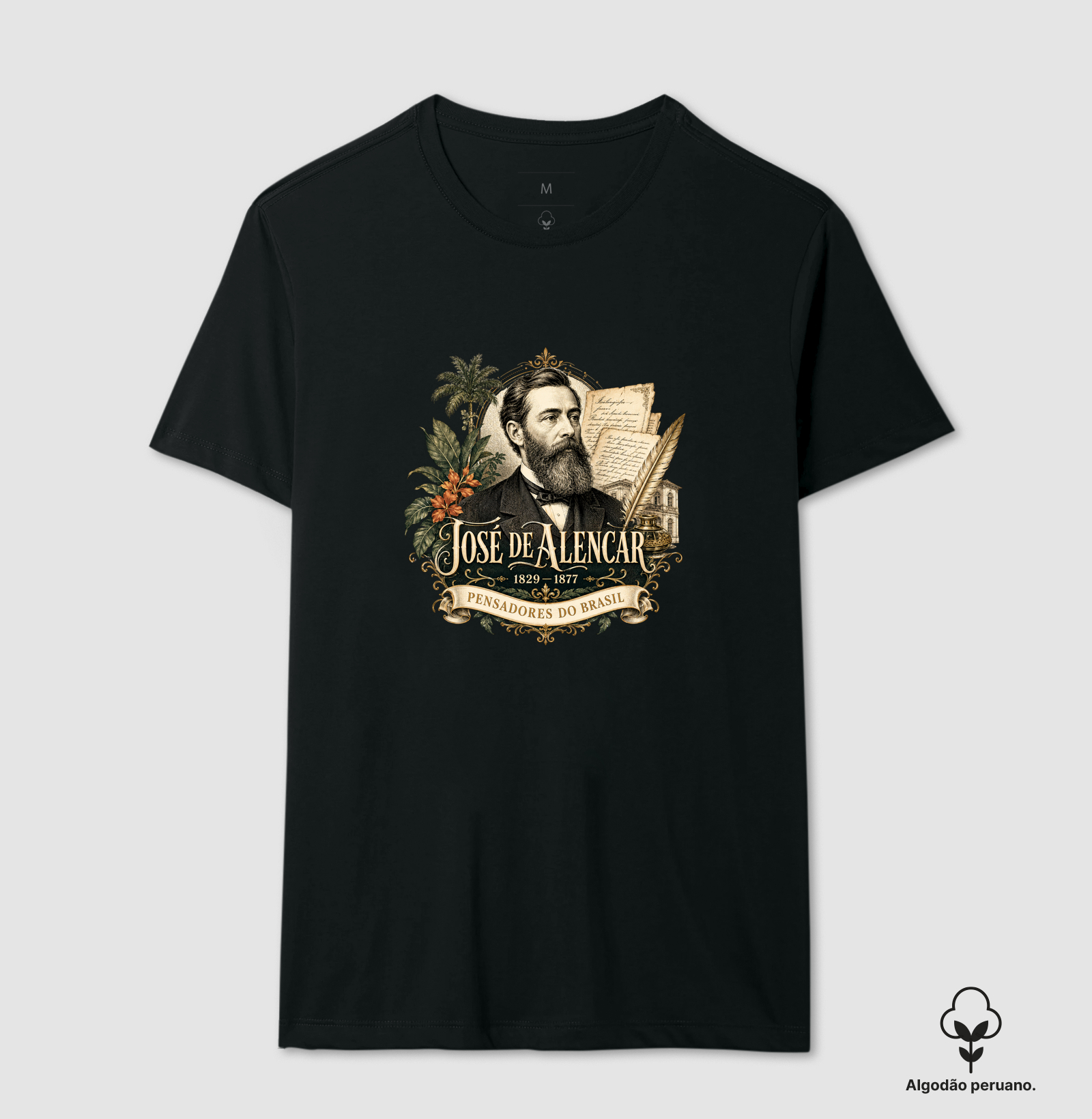 José de Alencar - Pensadores do Brasil - Camiseta Algodão Peruano
