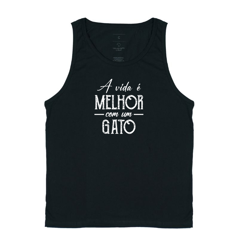 Camiseta Regata A Vida é Melhor Com Um Gato
