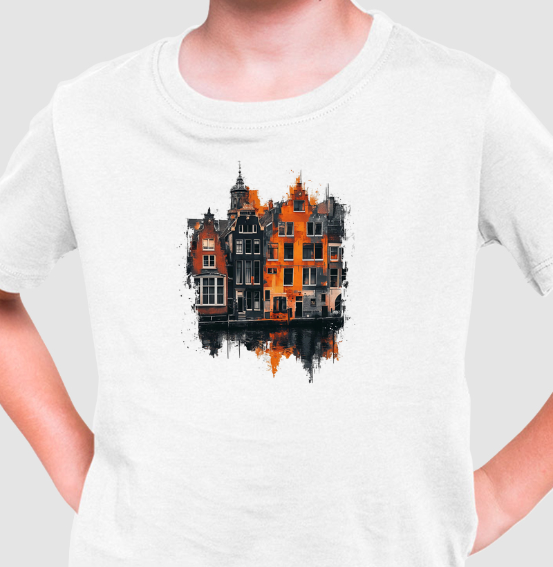 Camiseta Kids Laranja para Colorir