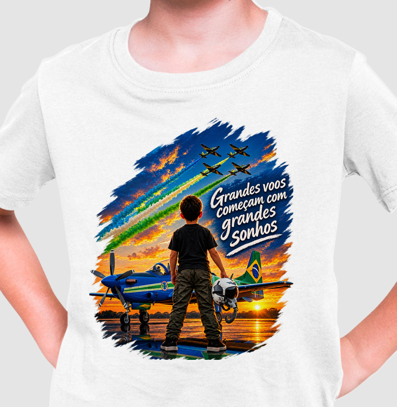 Sonho de Criança - Esquadrilha da Fumaça - Camiseta Infantil