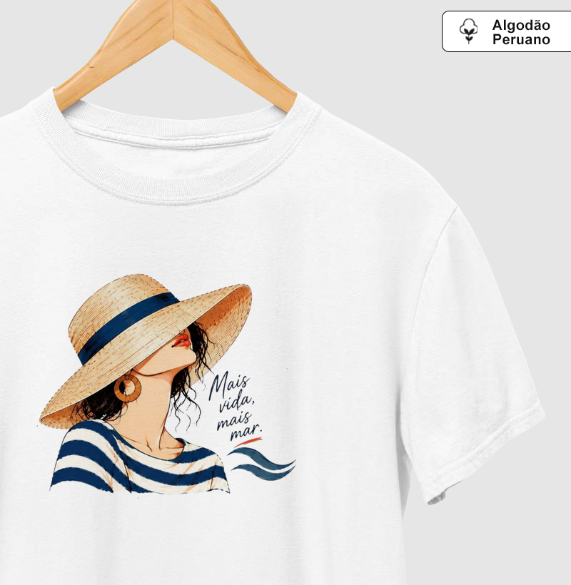 Mais vida Mais mar Algodão Peruano - Camiseta Algodão Peruano