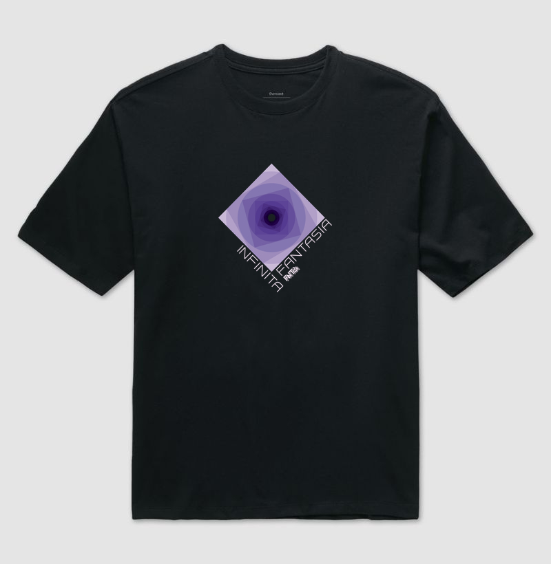 T-SHIRT OVERSIZED "INFINITA FANTASIA" / ROXO ESTAMPA MÉDIA