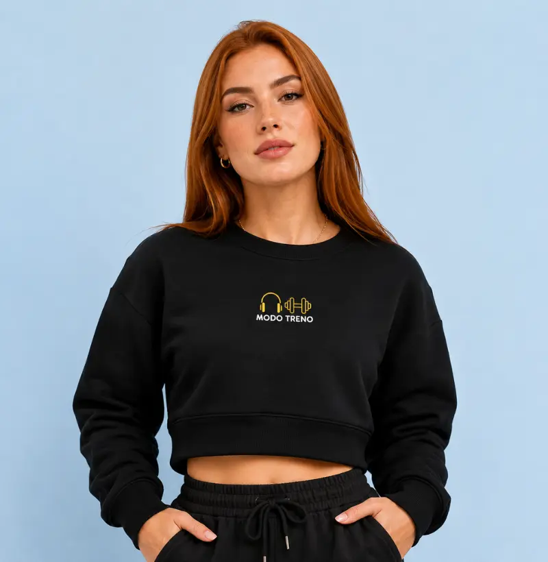 Cropped Moletom Treino e Música – Modo TRENO | Energia Para Evoluir