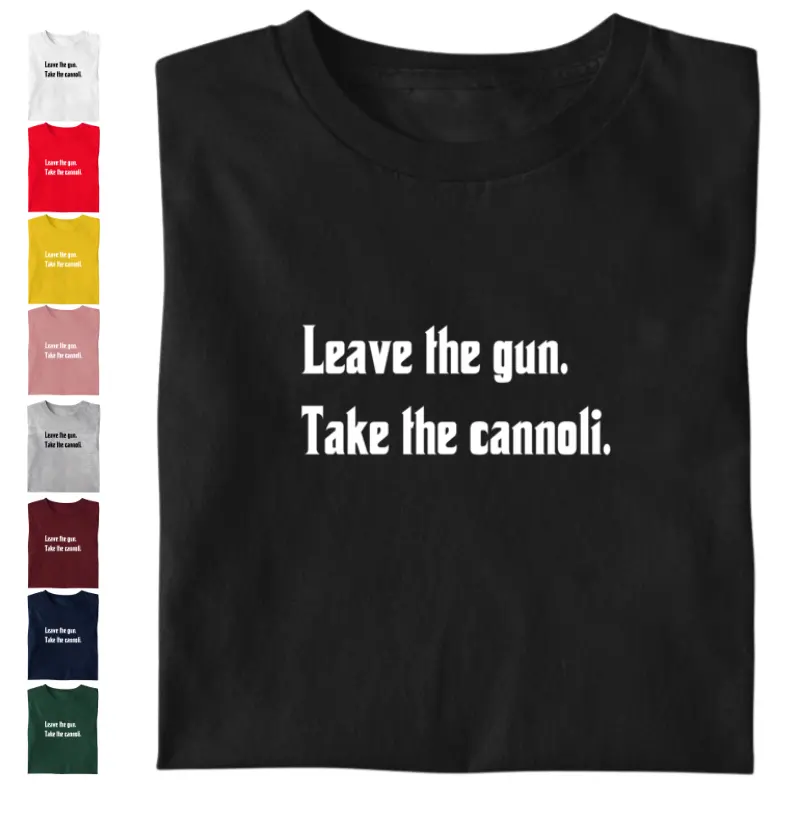 Camiseta Preta "Leave The Gun, Take The Cannoli" - Cult Cinema | Camisetas Falam