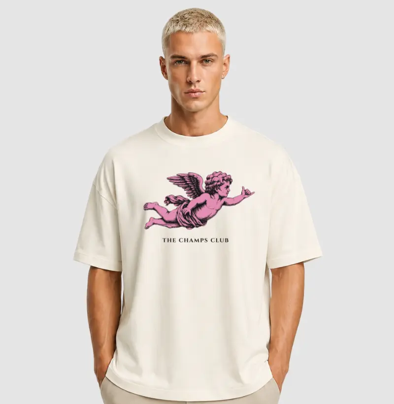 Camiseta Oversized Off White Vintage Pink Angel