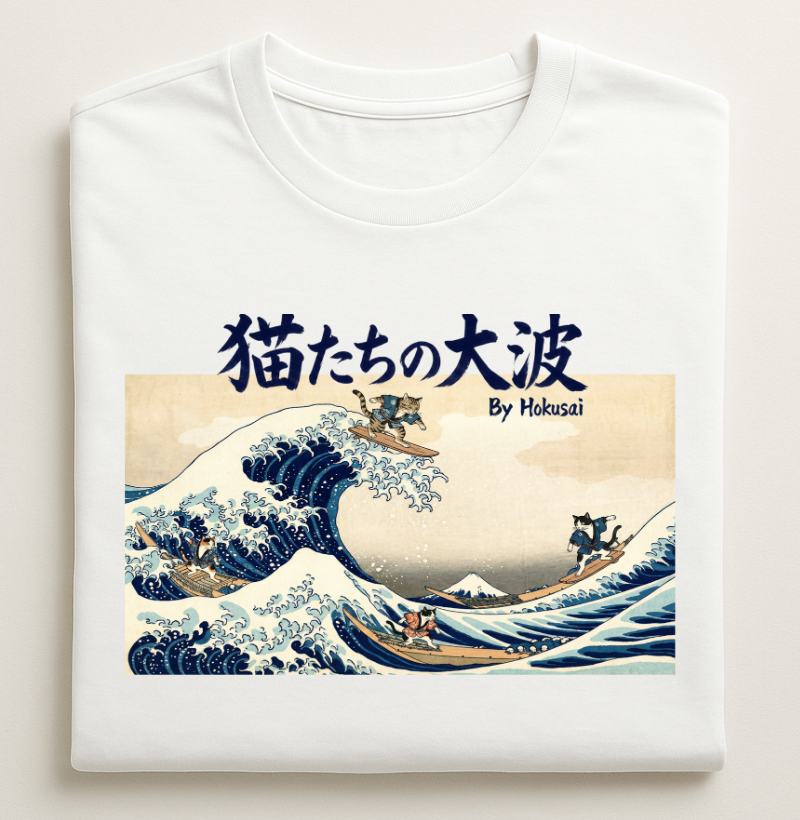 A Grande Onda dos Gatos - Hokusai v.2