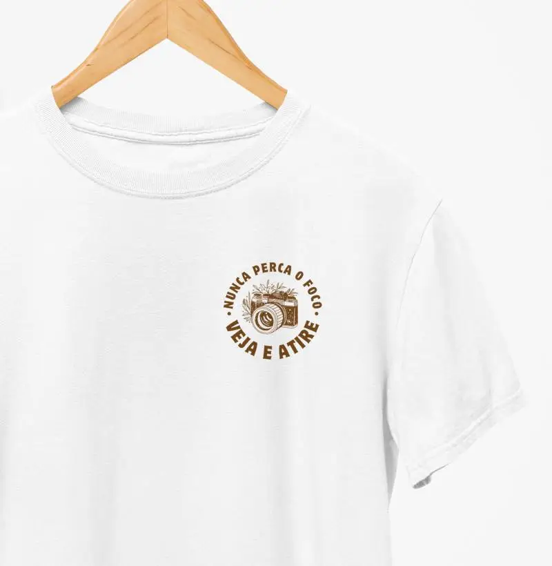 camiseta nunca perca o foco veja e atire
