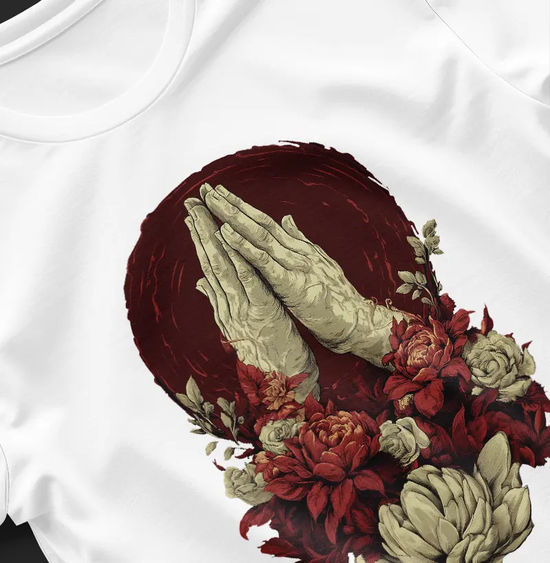Blusa Mãos em oração com flores