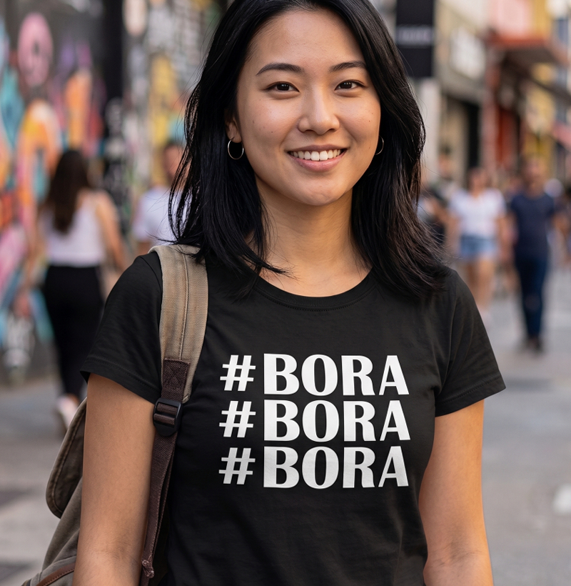 Camiseta Feminina Gamer "#Bora #Bora #Bora"