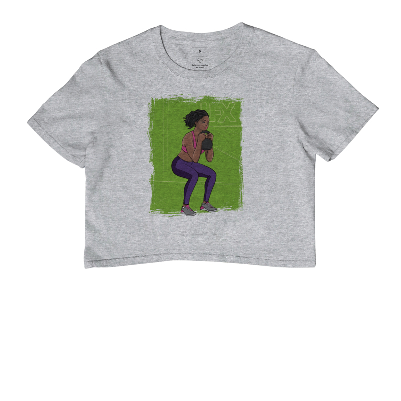 Mulher Preta fazendo Agachamento com Kettlebell Cálice V01