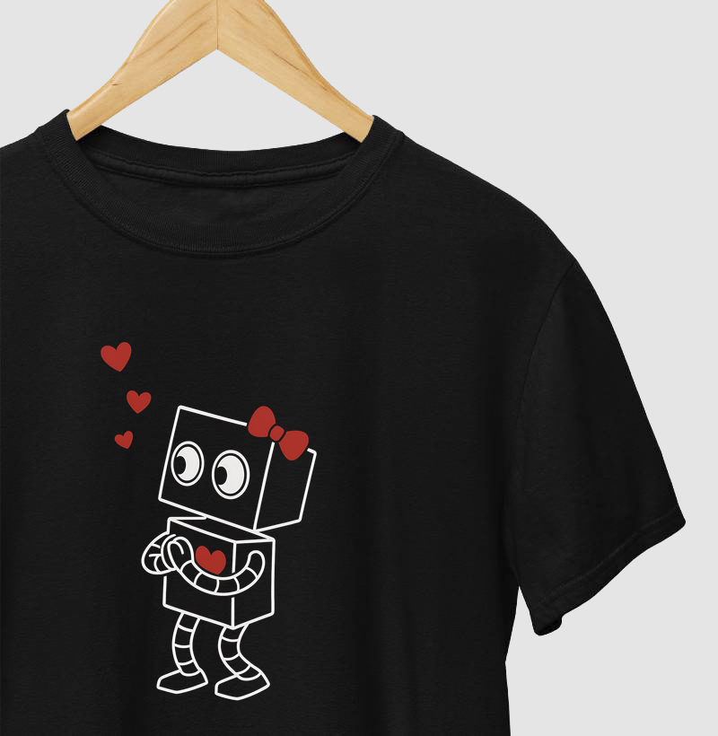 Camiseta Casal Robô Coração - Camiseta