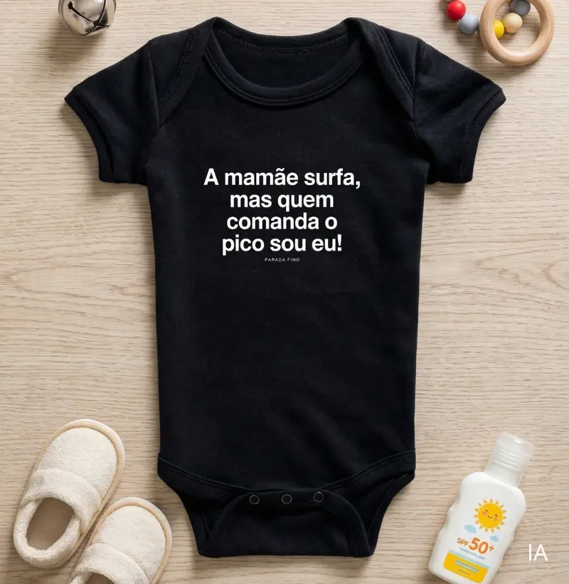 A mamãe surfa, mas quem comanda o pico sou eu!