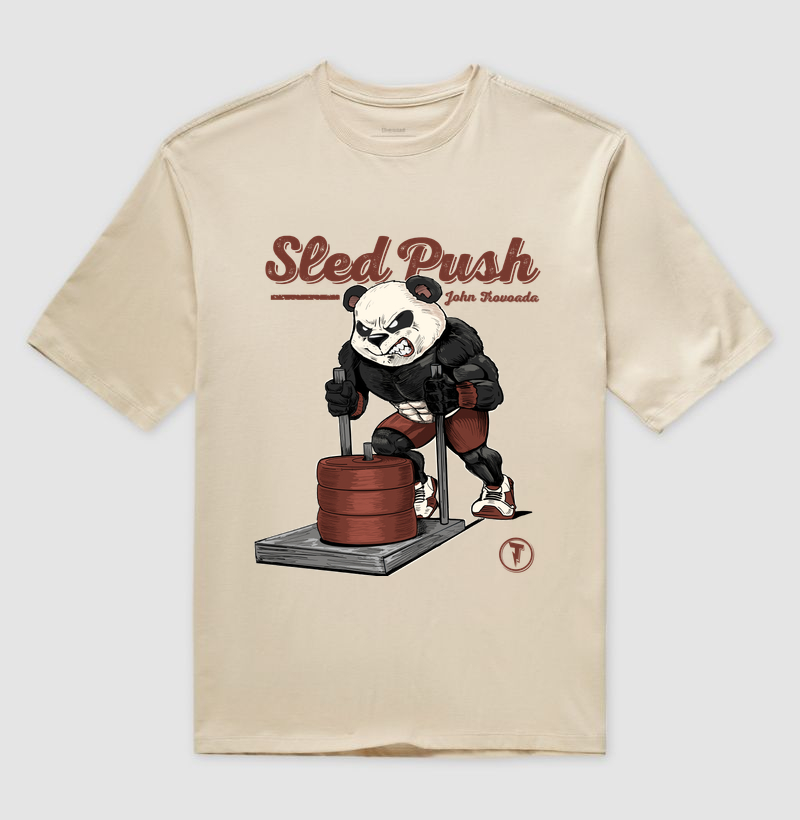 Panda Sled Push  - Camiseta Oversized