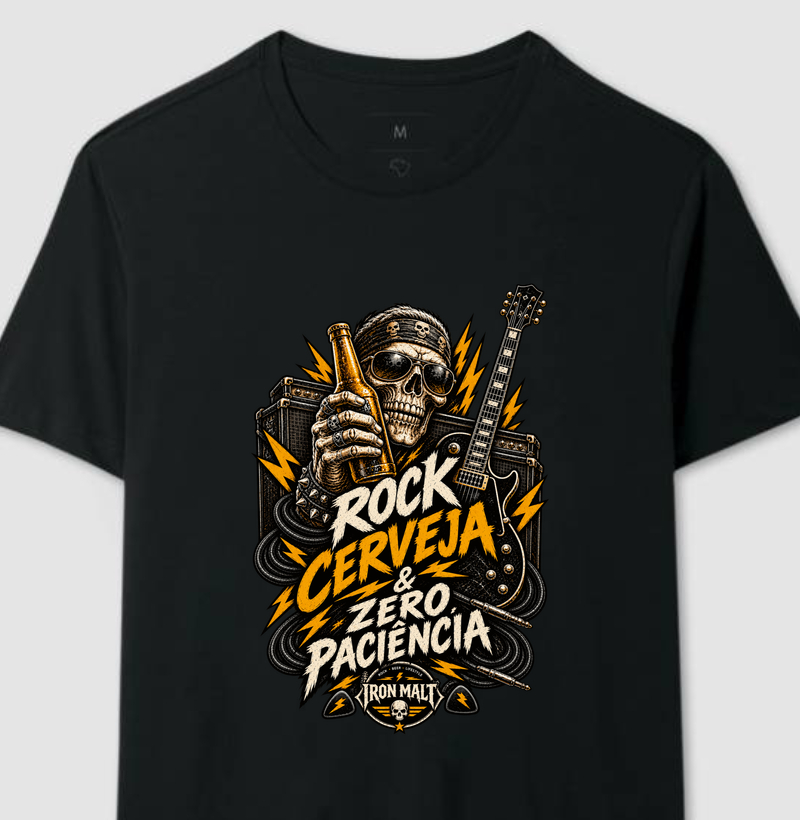 Camiseta Rock, Cerveja & Zero Paciência