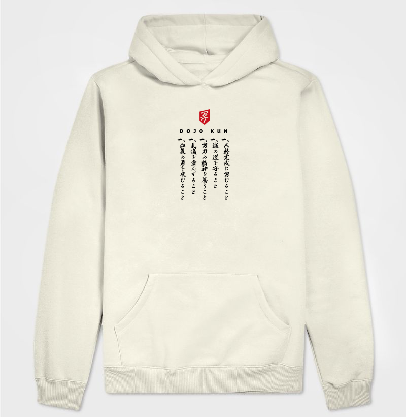 BF - Moletom Capuz - Dojo Kun Kanji - Claro