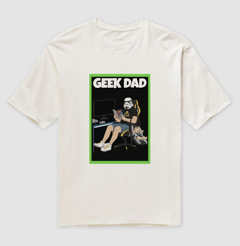 Camiseta Oversized “Geek Dad” – Paternidade no modo hard com muito estilo nerd