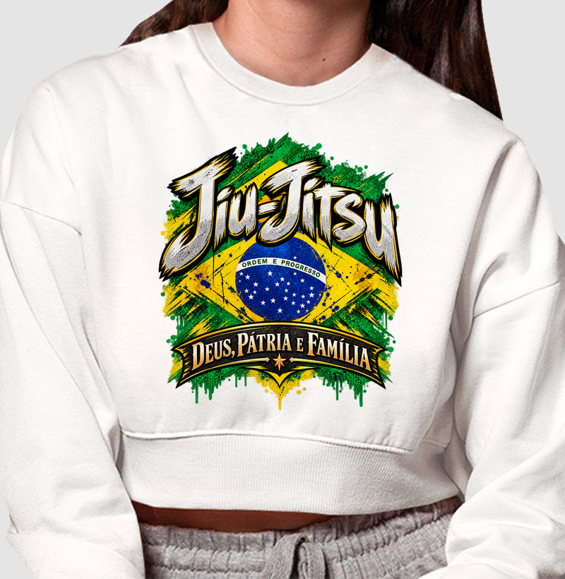 Jiu-Jitsu: Deus, Patria & Família - Cropped Moletom