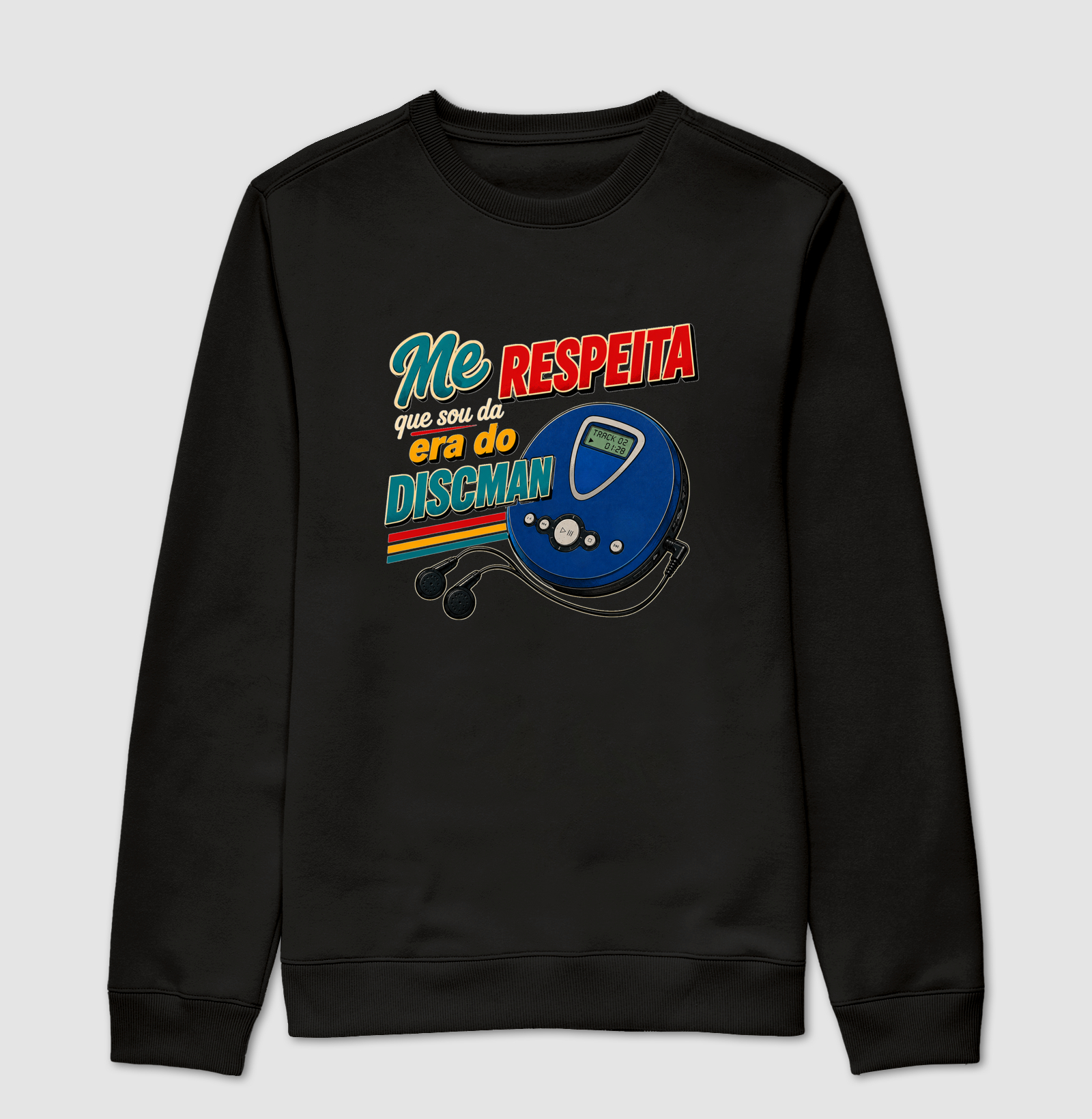Me Respeita Sou da Era do Discman – Estampa Vintage Retrô Anos 90
