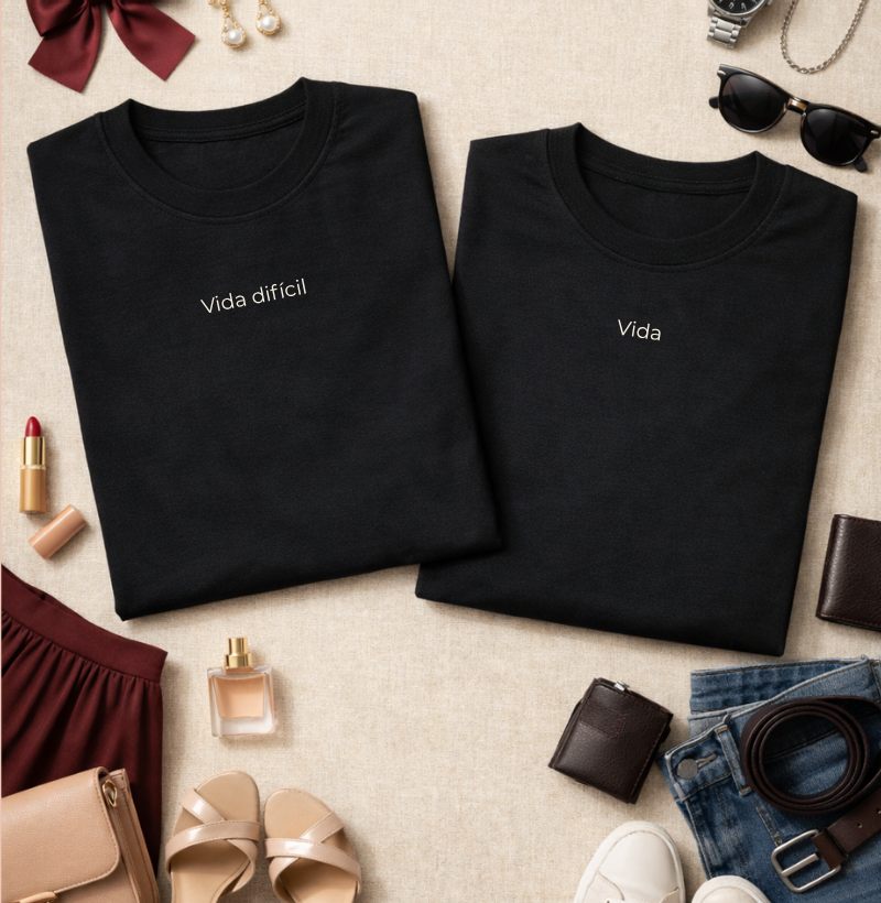 Camiseta Casal Minimalista “Vida difícil” #192
