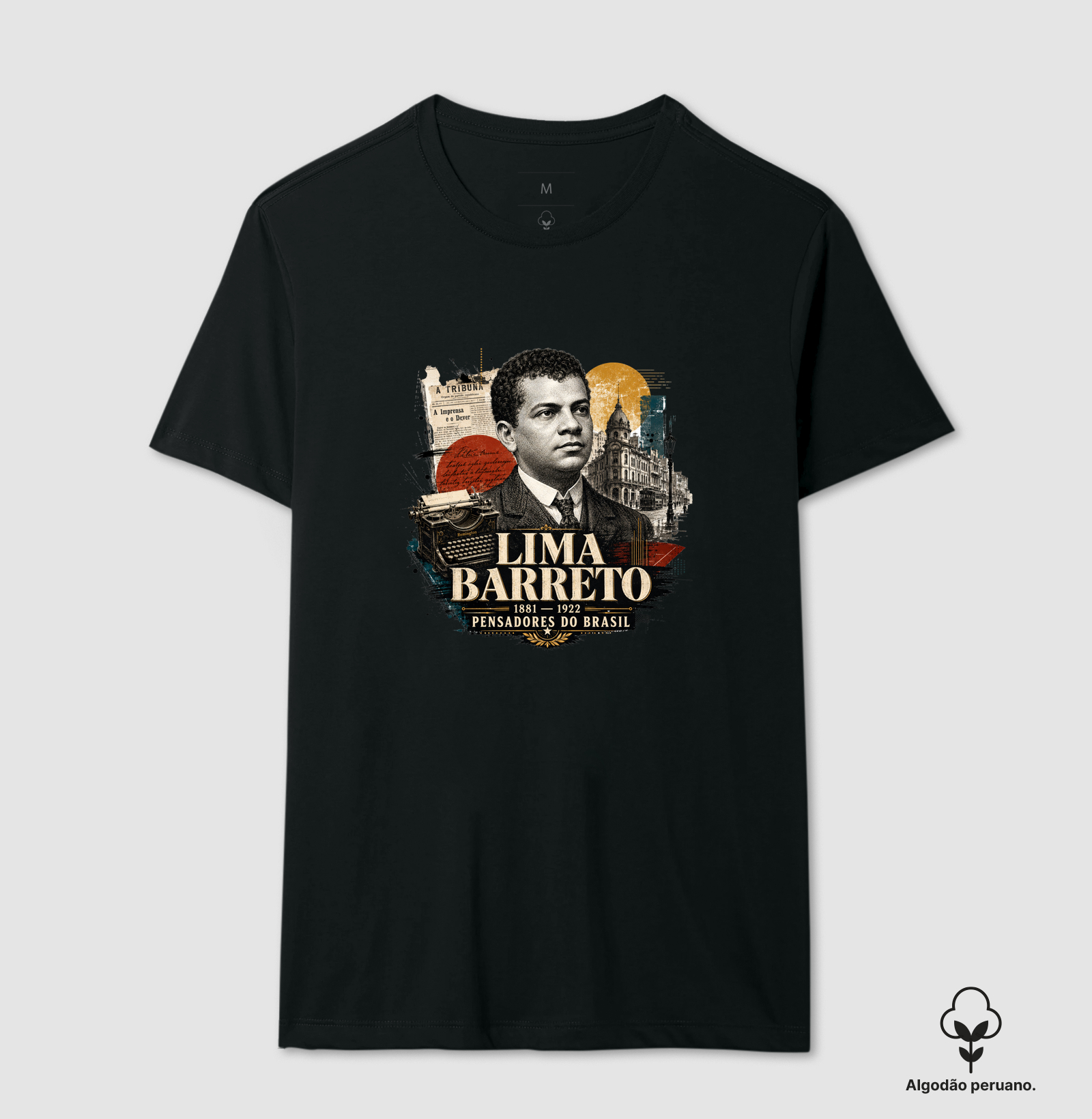 Lima Barreto - Pensadores do Brasil - Camiseta Algodão Peruano