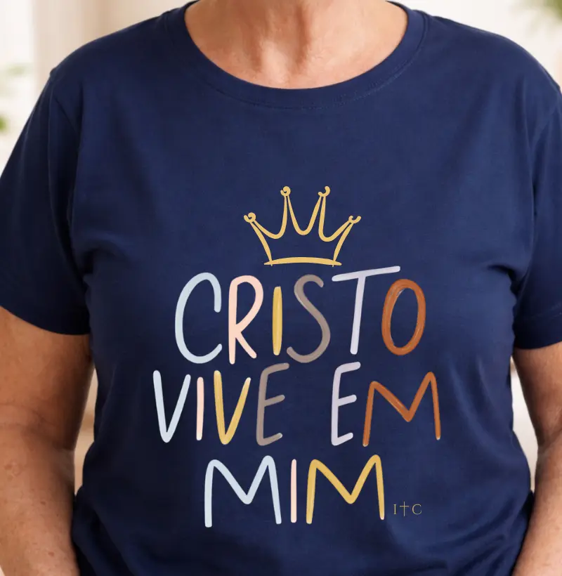 Camiseta Cristo Vive em Mim 100% Algodão Premium