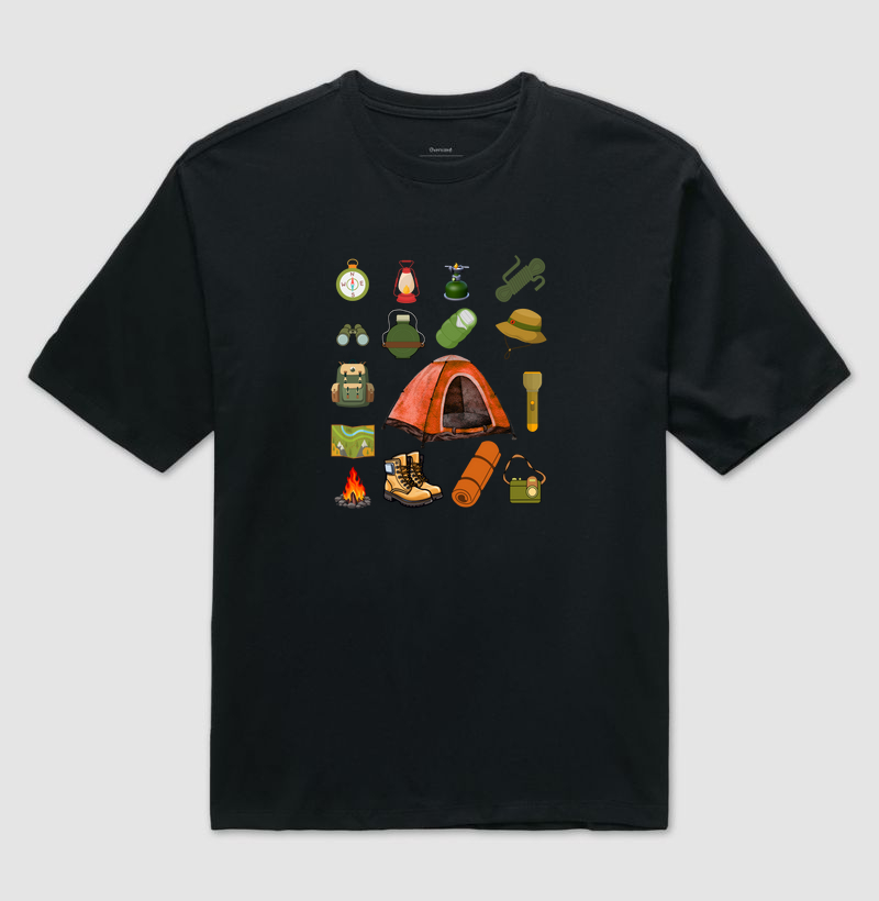 Camiseta itens de Camping.
