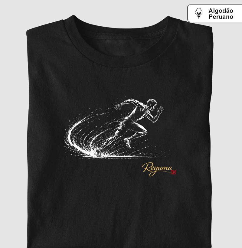 Camiseta Masculina e Feminina de Algodão Peruano Corrida "Sprint Motion"