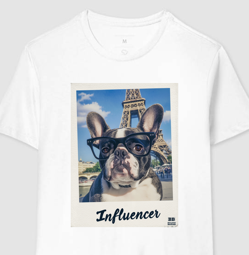 Camiseta Bulldog Frances "Influencer (Preto e Branco)"