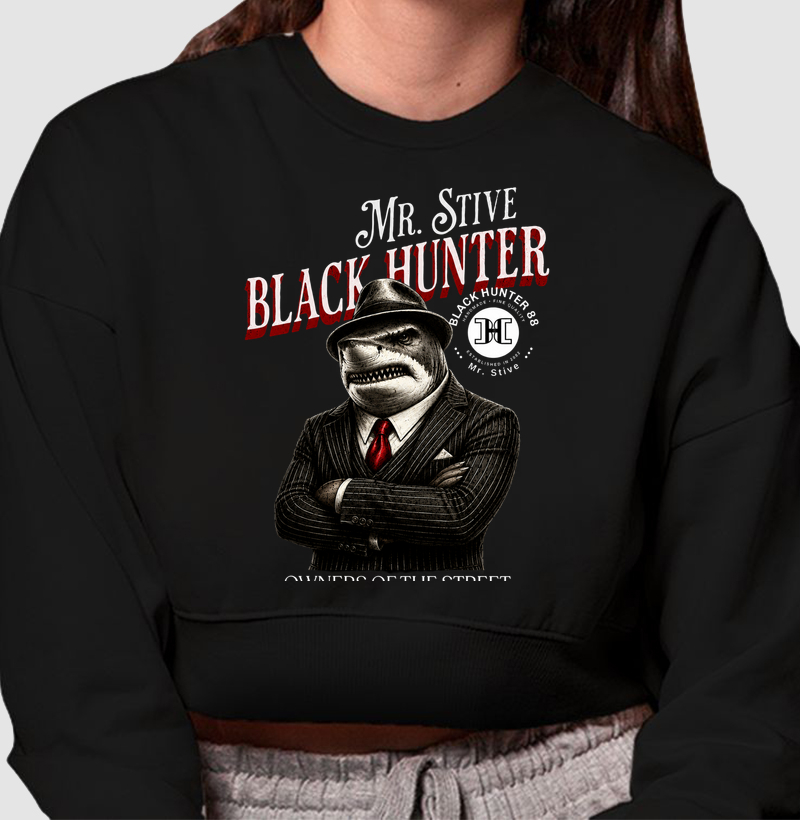 cropped moletom Mr Stive black hunter