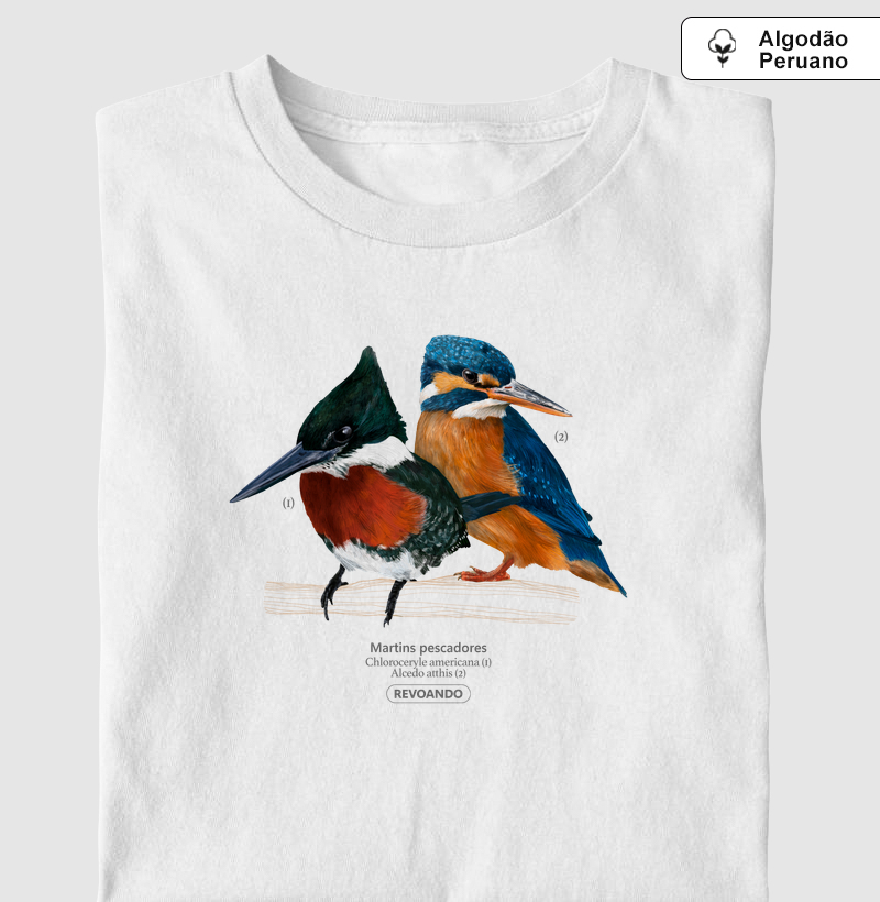 Inky Aves - Martins pescadores - Algodão Peruano