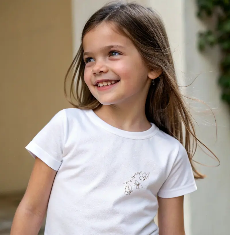 Camiseta Infantil - Voe e Floresça