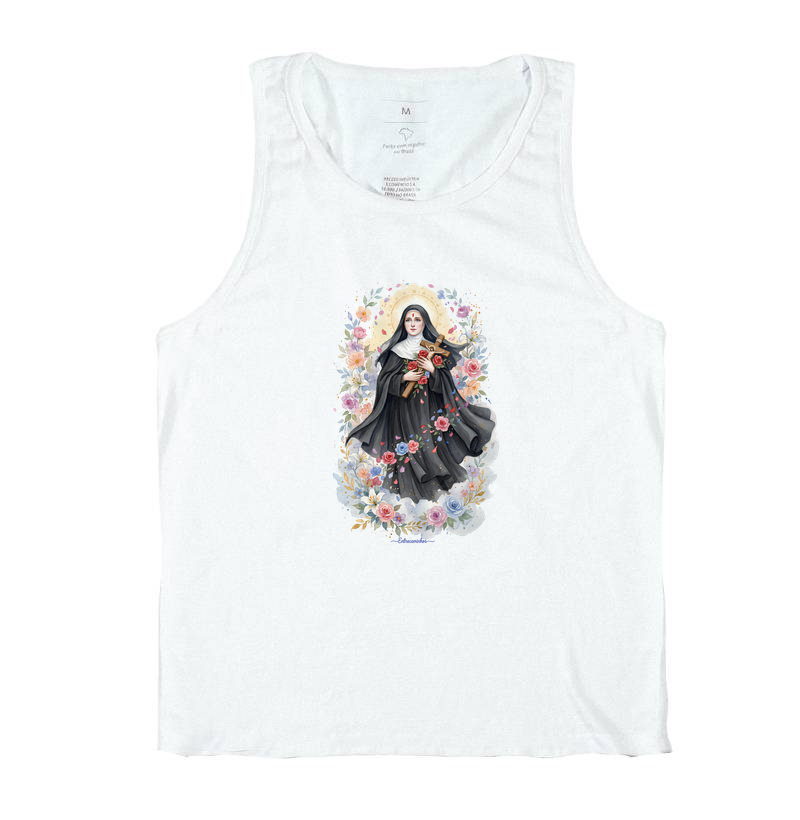 Santa Rita de Cássia - Aquarela com Rosas - Regata