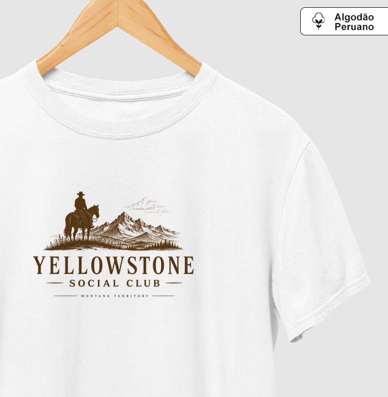 Camiseta Country Algodão Peruano Masculina e Feminina Yellowstone Social Club Rustler South Co.