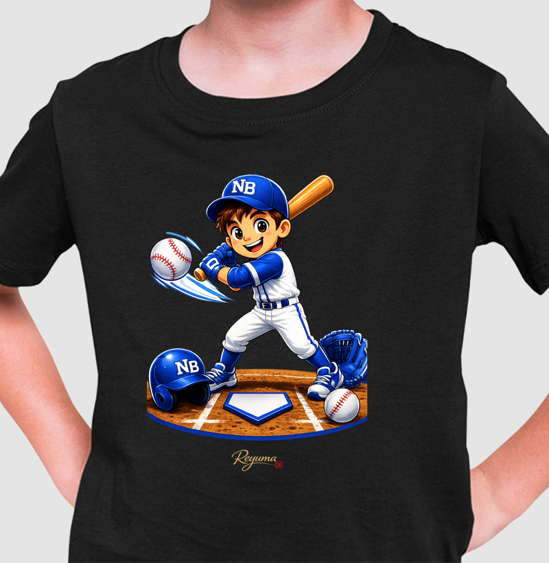 Camiseta Infantil, Menino, Menina, Juvenil Baseball "NB Baseball Player" - Algodão 100% 