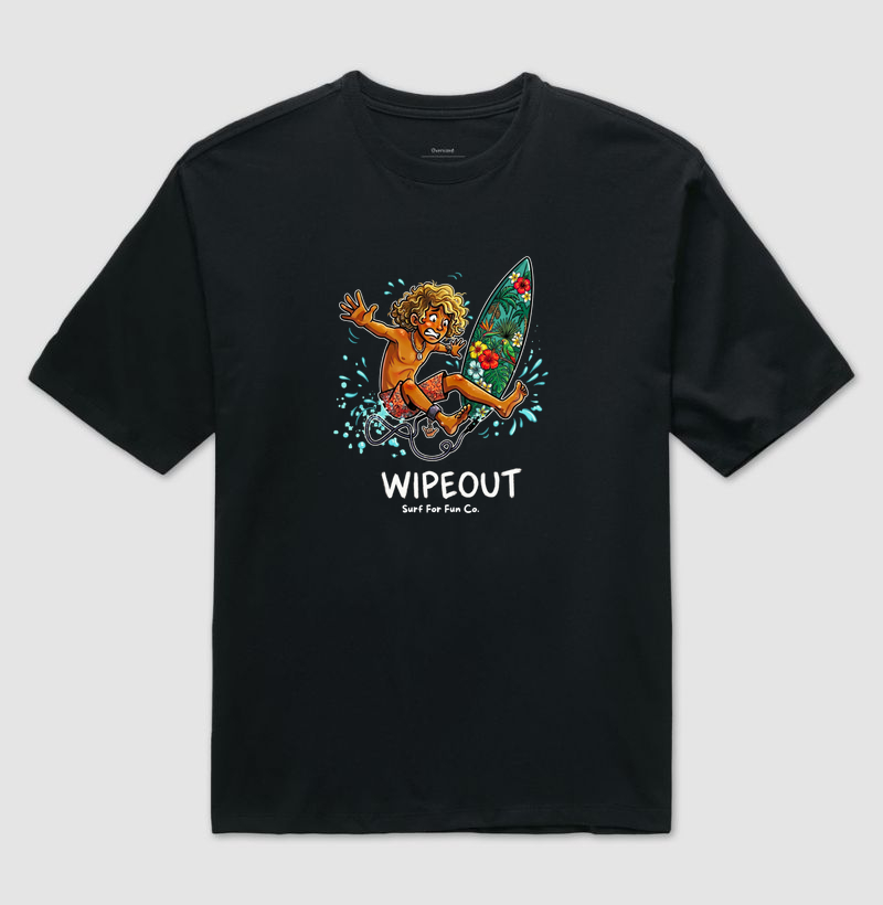 Estampa Exclusiva Surf "WIPEOUT" - Camiseta Masculina de Alta Qualidade