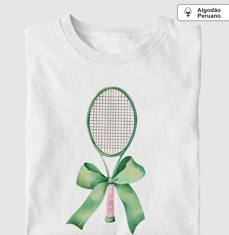 Raquete com Laço Verde - Camiseta Algodão Peruano