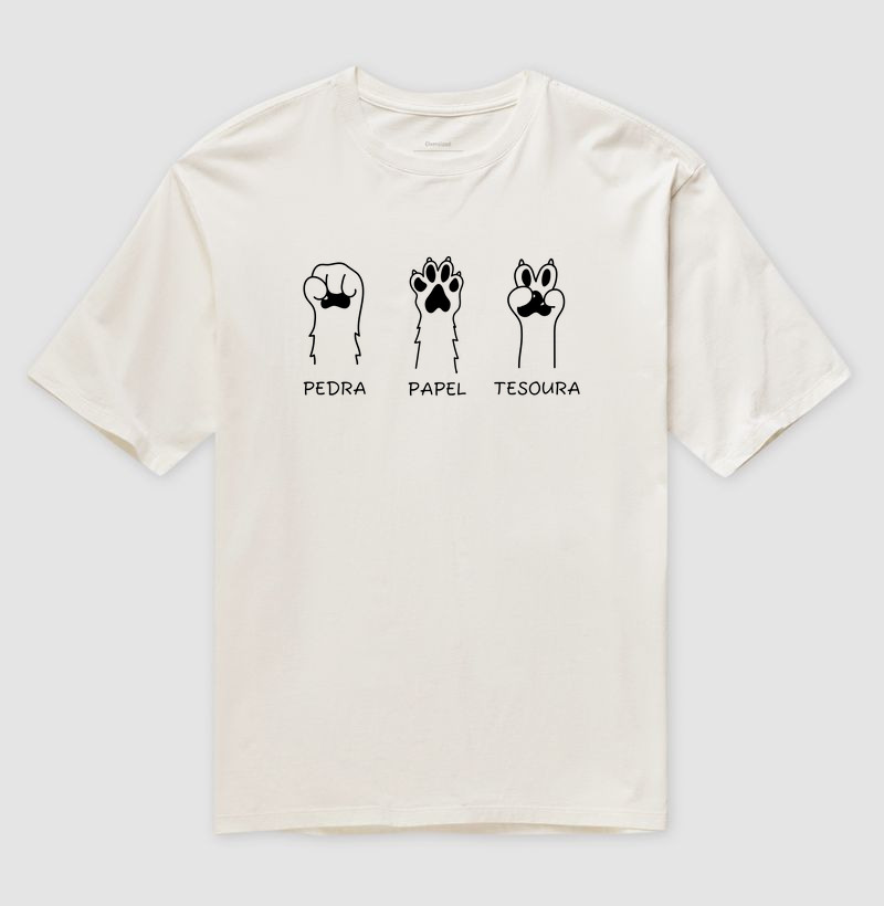Camiseta Oversized Divertida Pedra Papel Tesoura