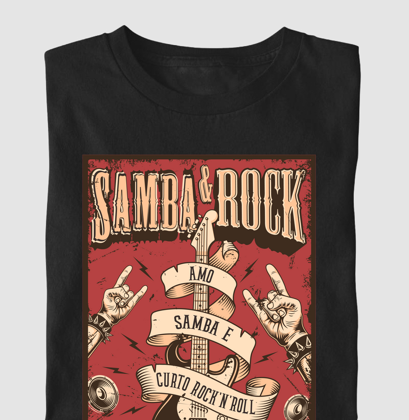 Amo Samba e Curto Rock n Roll - Camiseta