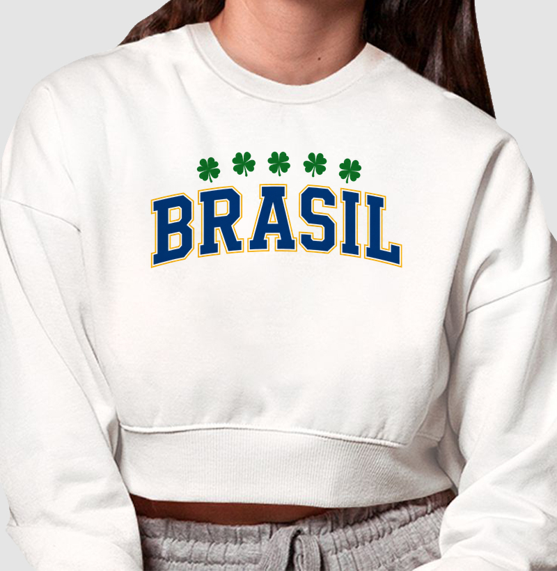 Camiseta Brasil Trevo da Sorte - Cropped Moletom