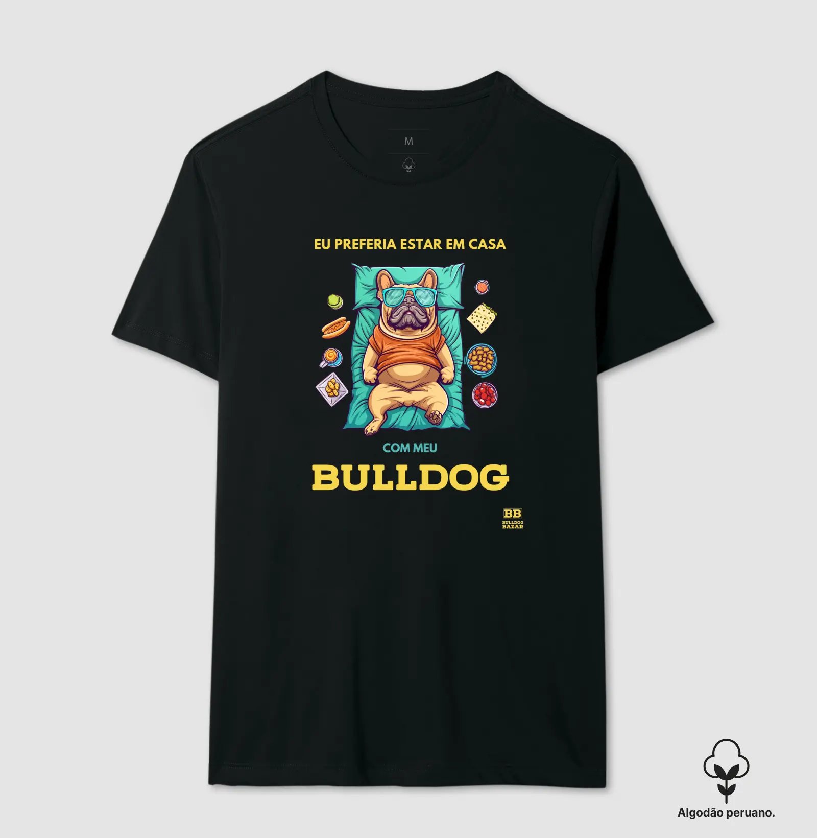 Camiseta Premium Bulldog Frances "Eu preferia estar em casa"