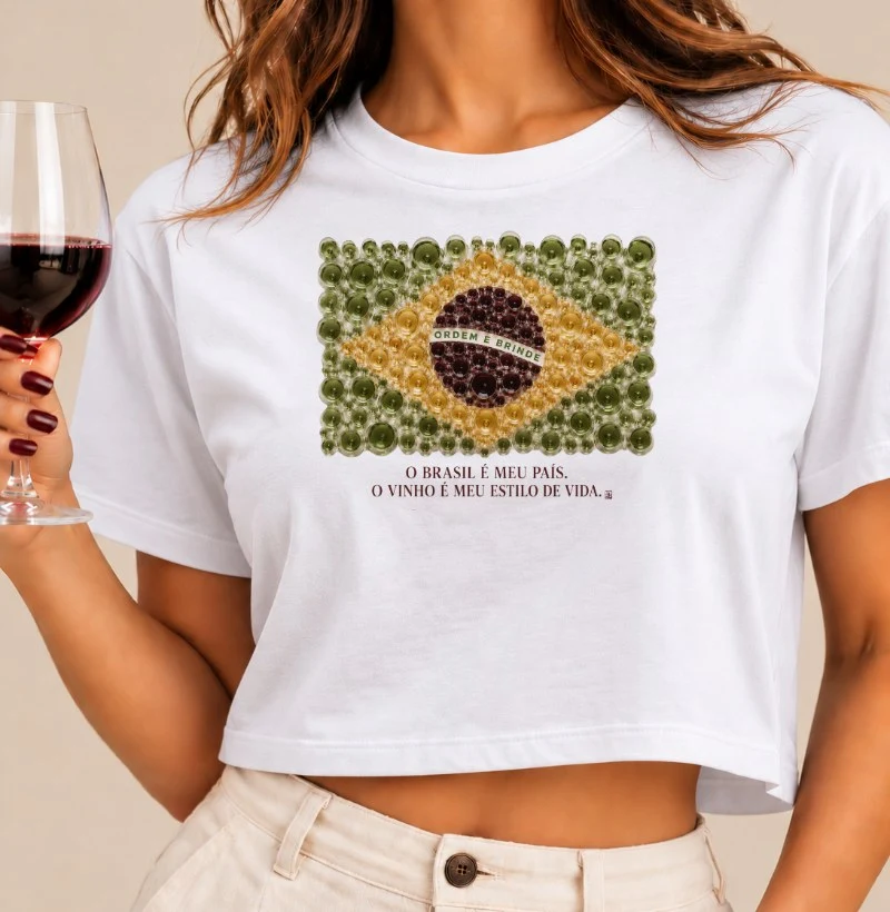 Camiseta Cropped Vinho - Brasil em Taças - Cropped