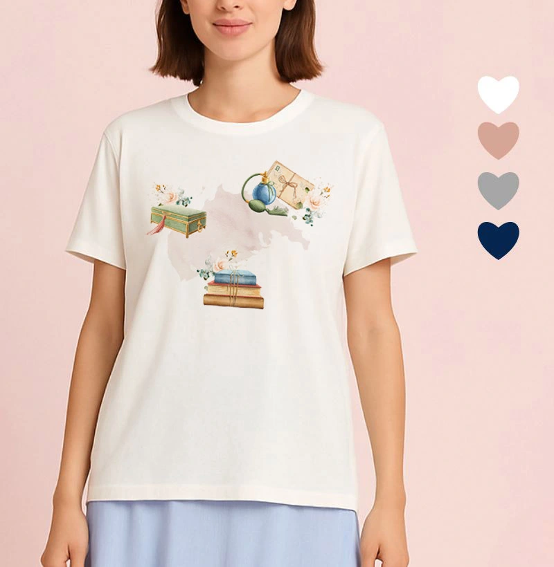 Camiseta Feminina Ilustrada Mapa Vintage
