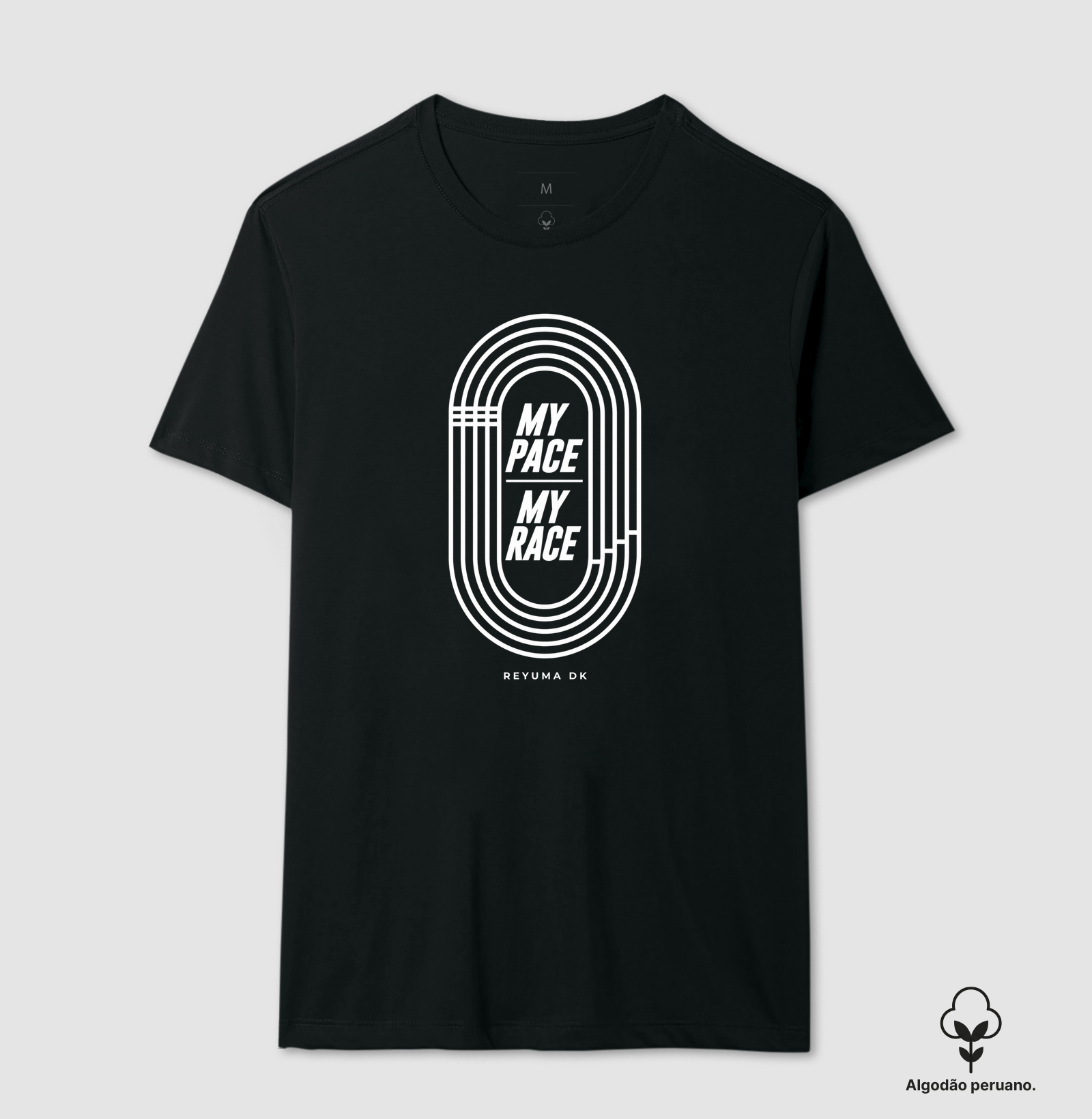 Camiseta Masculina, Feminina, Babylook e Unissex de Algodão Peruano Corrida "May Pace. My Race."