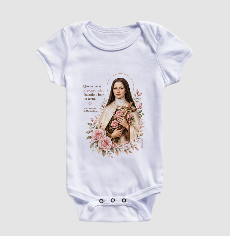 Santa Teresinha do Menino Jesus – "Quero passar o meu céu fazendo o bem na terra" - Body Infantil