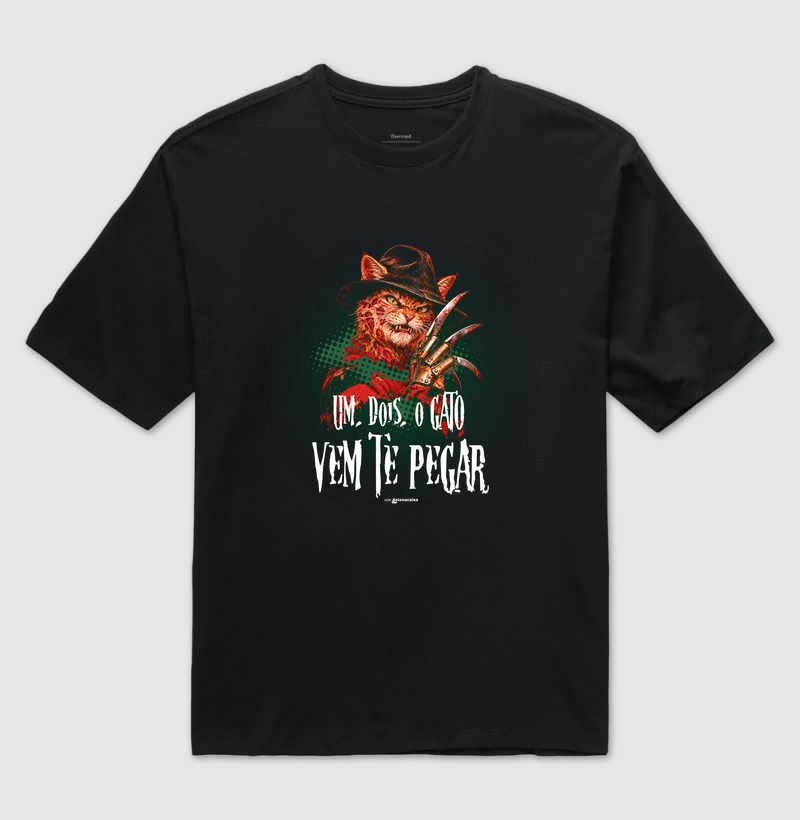 Um, dois, o gato vem te pegar! - Camiseta Oversized