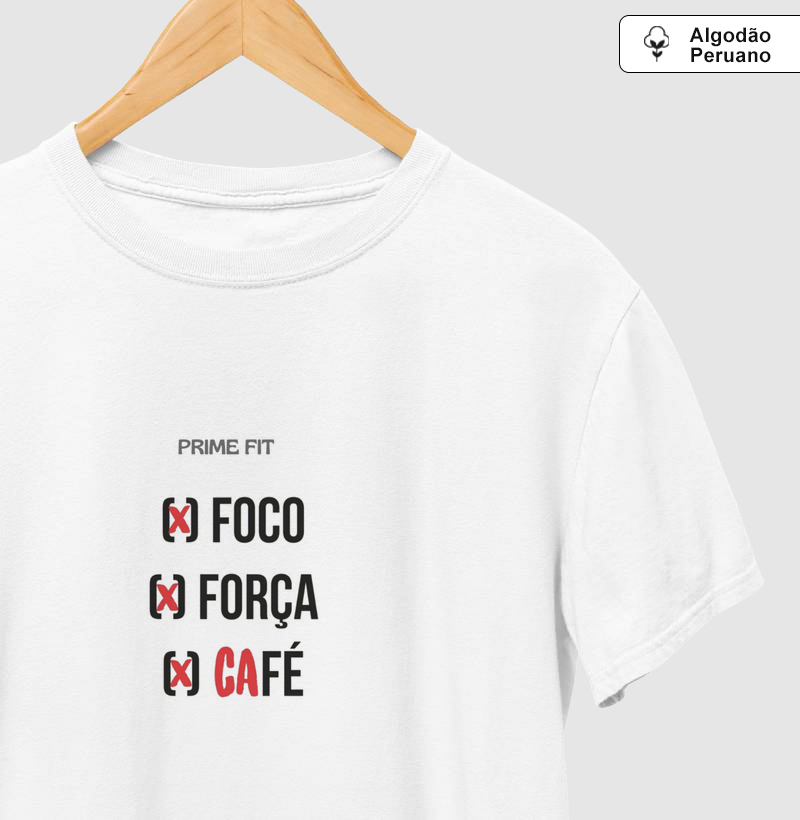 Camiseta Algodão Peruano Branca, personalizado fitness