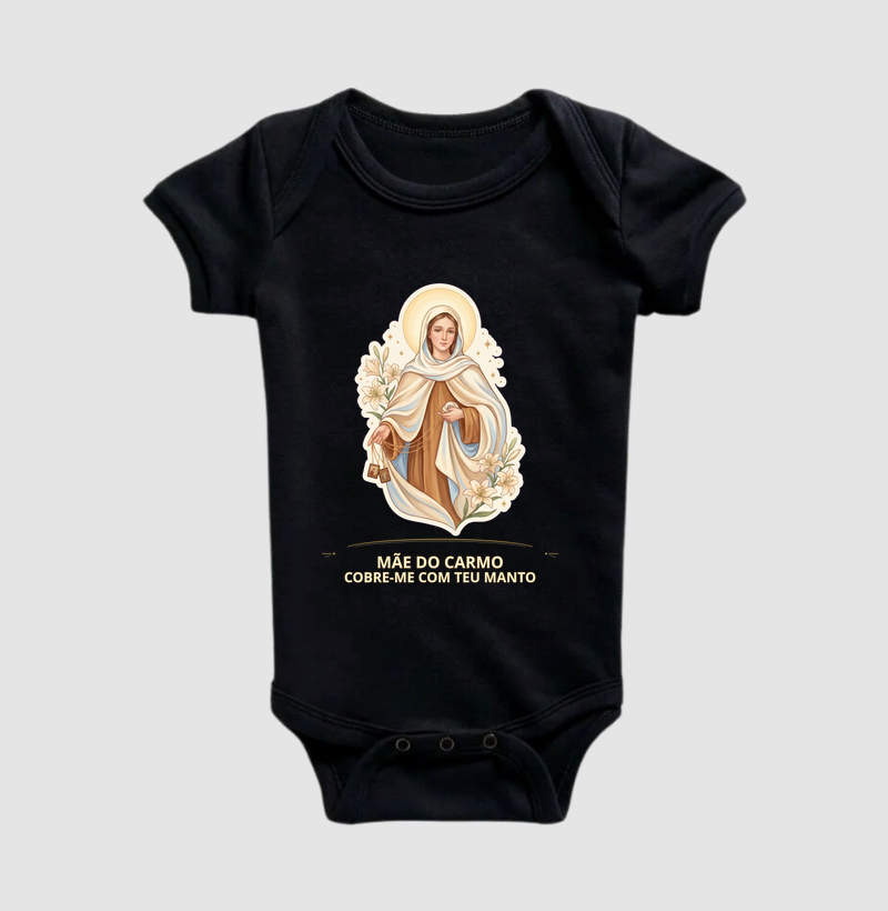 MÃE DO CARMO COBRE-ME COM TEU MANTO - Body Infantil
