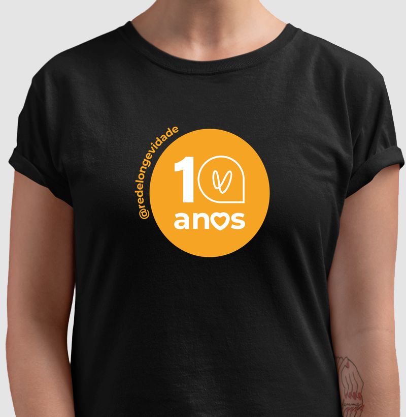 10 anos - balão cor laranja - centralizado -  @redelongevidade