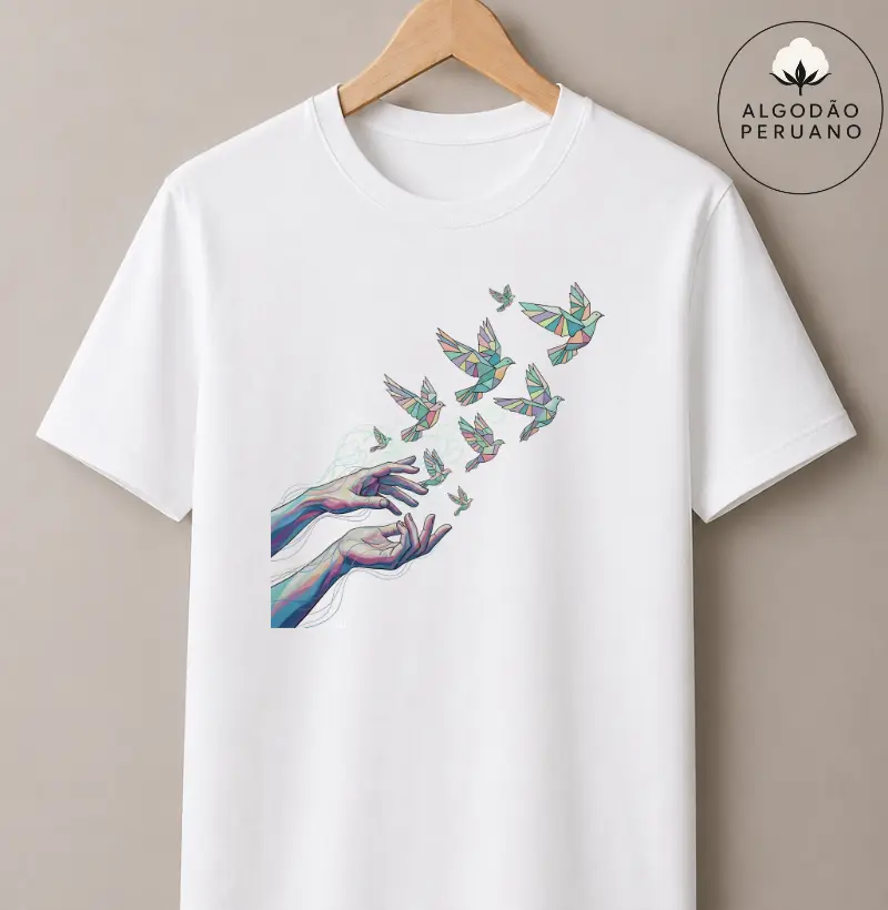 Camiseta Algodão Peruano - Mãos Criadora