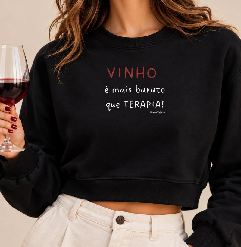 Moletom Cropped Vinho é mais barato que terapia! - Cropped Moletom